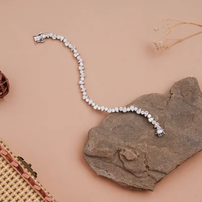 Pear & Round Cut Lab Grown Diamond Tennis Bracelet