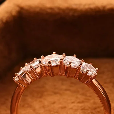Hexagon Diamond Wedding Band