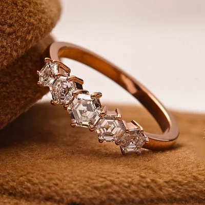 Hexagon Diamond Wedding Band