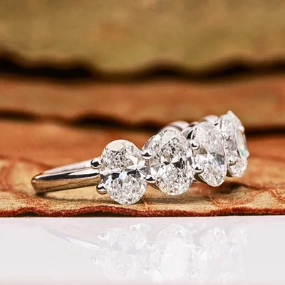 3.50 CT Oval Lab Grown Diamond Half Eternity Band