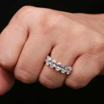 3.50 CT Oval Lab Grown Diamond Half Eternity Band