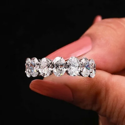 3.50 CT Oval Lab Grown Diamond Half Eternity Band