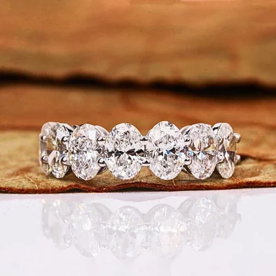 3.50 CT Oval Lab Grown Diamond Half Eternity Band