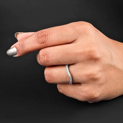 Curved Pavé Lab Grown Diamond Wedding Ring