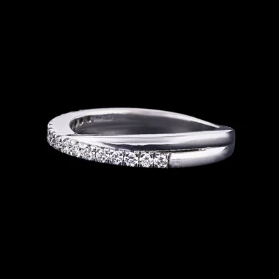 Sleek Curved Diamond Crossover Wedding Ring