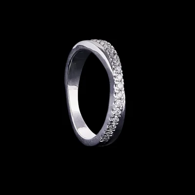 Sleek Curved Diamond Crossover Wedding Ring