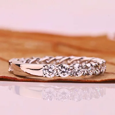 Round Cut Half Eternity Lab Grown Diamond Wedding Band