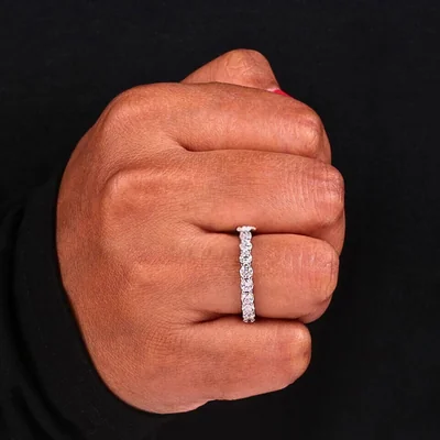 Round Cut Half Eternity Lab Grown Diamond Wedding Band