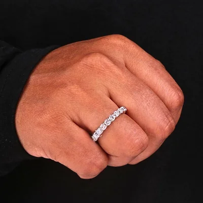 Round Cut Half Eternity Lab Grown Diamond Wedding Band