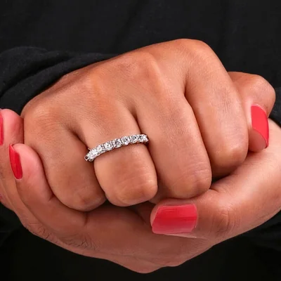 Round Cut Half Eternity Lab Grown Diamond Wedding Band