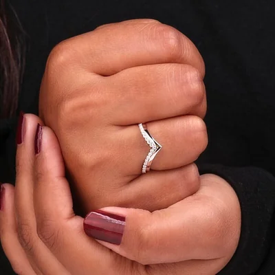 Curved Diamond Wedding Band
