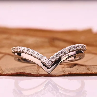 Curved Diamond Wedding Band
