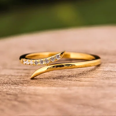 Modern Curvy Bypass Diamond Wedding Band