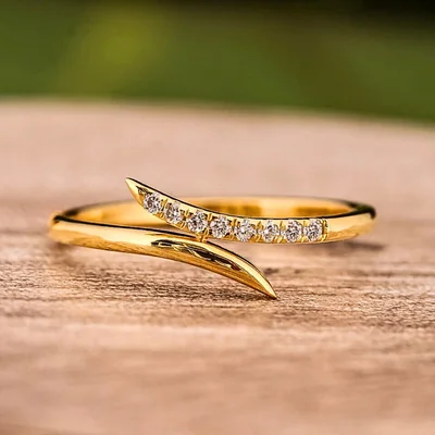 Modern Curvy Bypass Diamond Wedding Band