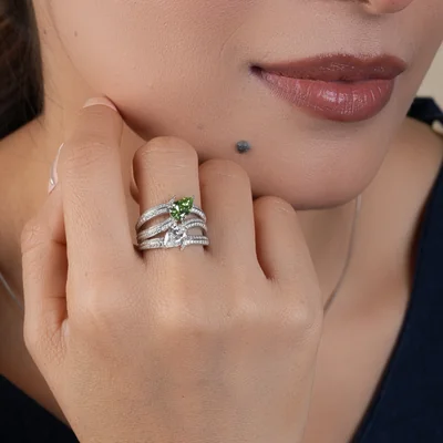 Crossover Multi Layered Pear Cut Diamond Cocktail Ring