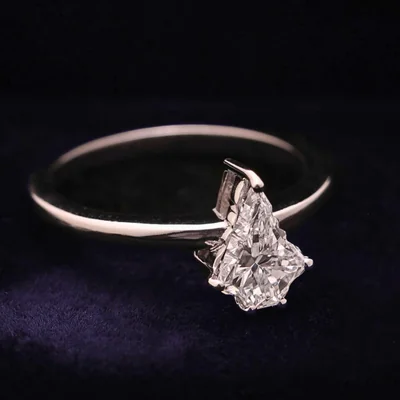 Unique Christmas Tree Cut Diamond Solitaire Ring