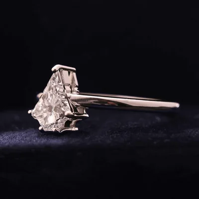 Unique Christmas Tree Cut Diamond Solitaire Ring