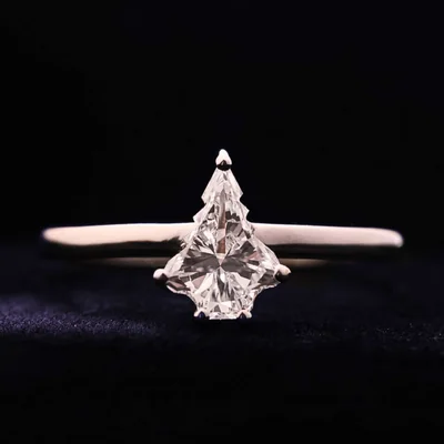 Unique Christmas Tree Cut Diamond Solitaire Ring