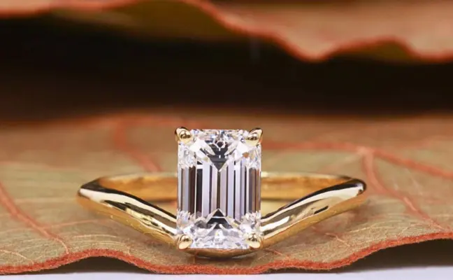 Modern Emerald Cut Lab Diamond East to West Ring