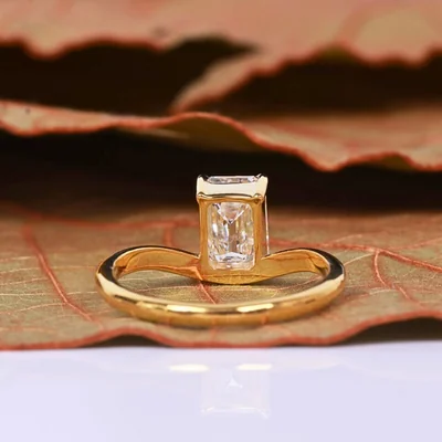 Modern Emerald Cut Lab Diamond East to West Ring