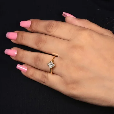 Lily Cut Lab Grown Diamond Bezel Set Clover Ring