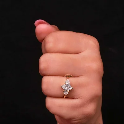 Dutch Marquise Cut Three Stone Lab Grown Diamond Engagement Ring