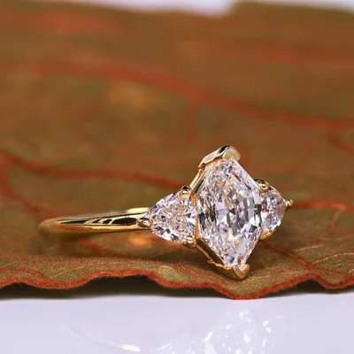 Dutch Marquise Cut Three Stone Lab Grown Diamond Engagement Ring
