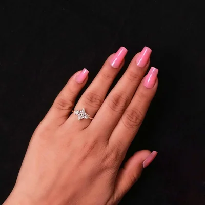 Dutch Marquise Cut Three Stone Lab Grown Diamond Engagement Ring
