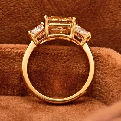 Luxury Yellow Lab Grown Diamond Princess Cut Engagement Ring