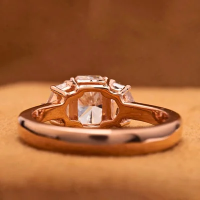 Radiant Cut Lab Grown Diamond Three Stone Engagement Ring