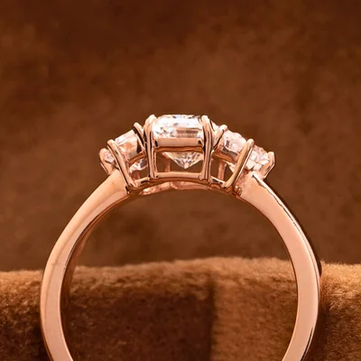 Radiant Cut Lab Grown Diamond Three Stone Engagement Ring