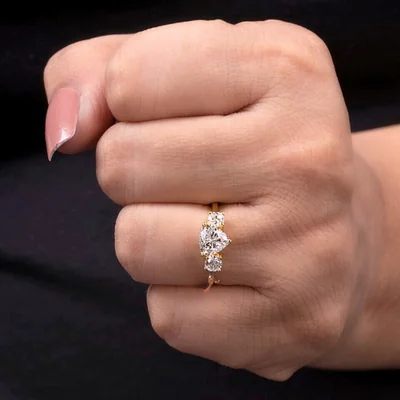 Trillion Cut Three Stone Lab Grown Diamond Engagement Ring