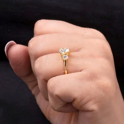 Trillion Cut Three Stone Lab Grown Diamond Engagement Ring