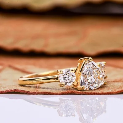 Trillion Cut Three Stone Lab Grown Diamond Engagement Ring