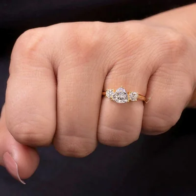 Trillion Cut Three Stone Lab Grown Diamond Engagement Ring