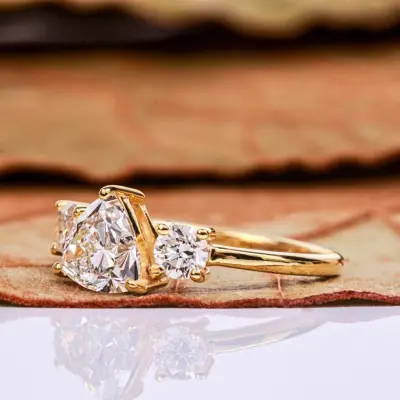 Trillion Cut Three Stone Lab Grown Diamond Engagement Ring