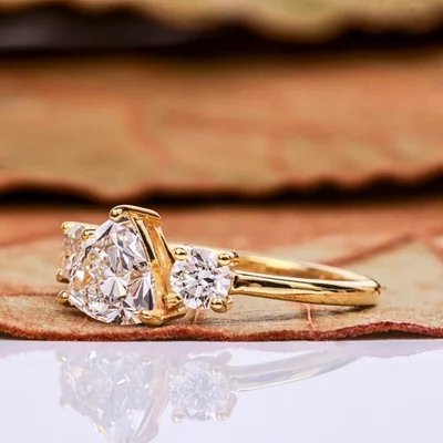 Trillion Cut Three Stone Lab Grown Diamond Engagement Ring
