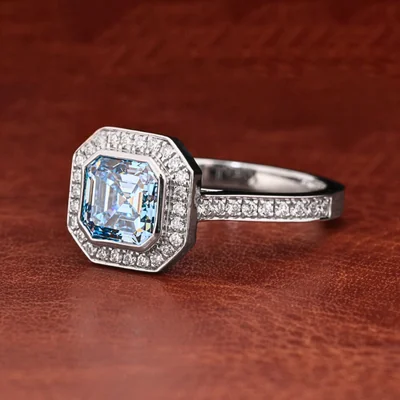 Oval Cut Lab Grown Diamond Halo Engagement Ring with Pavé Band