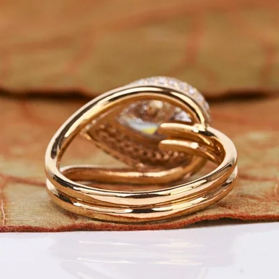 Teardrop Pear Shape Lab Grown Diamond Ring with Double Halo & Pave Band