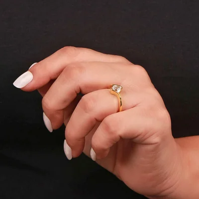 1 Carat Asscher Cut Lab Grown Diamond Ring
