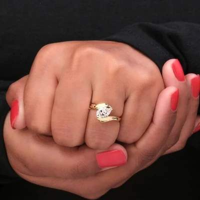 Pear Cut Lab Grown Diamond Bypass Ring
