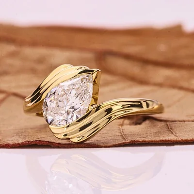 Pear Cut Lab Grown Diamond Bypass Ring