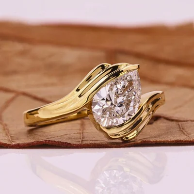 Pear Cut Lab Grown Diamond Bypass Ring