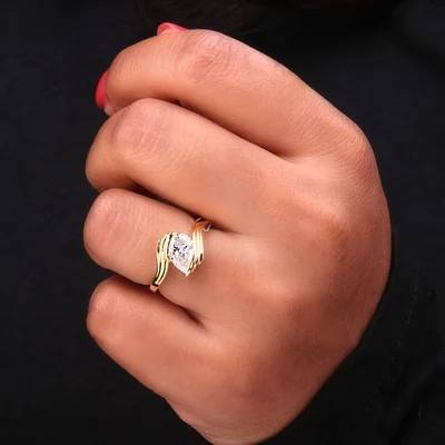Pear Cut Lab Grown Diamond Bypass Ring