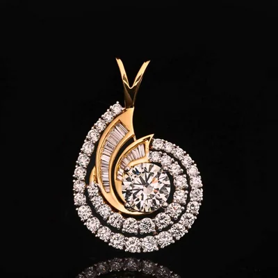 Luxury 3 Carat Lab Grown Diamond Halo Pendant with Round & Baguette Diamonds