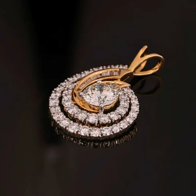 Luxury 3 Carat Lab Grown Diamond Halo Pendant with Round & Baguette Diamonds