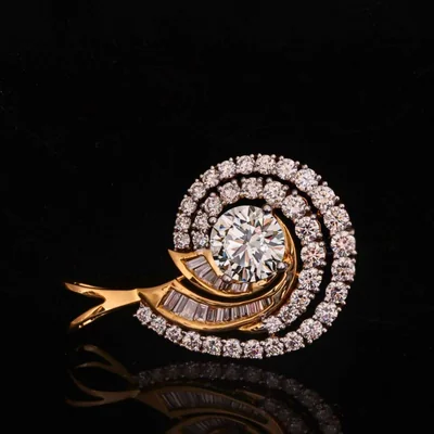 Luxury 3 Carat Lab Grown Diamond Halo Pendant with Round & Baguette Diamonds
