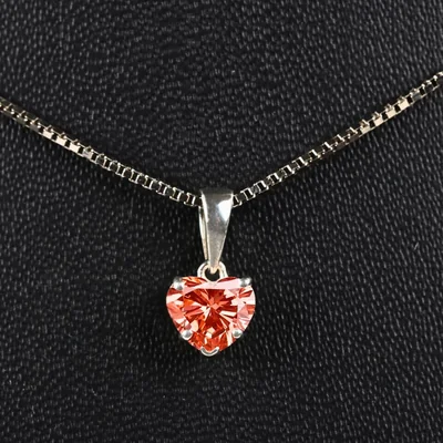 Vivid Red Heart Shape Lab Grown Diamond Pendant