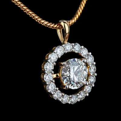 Luxury Round Solitaire Halo Lab Grown Diamond Pendant