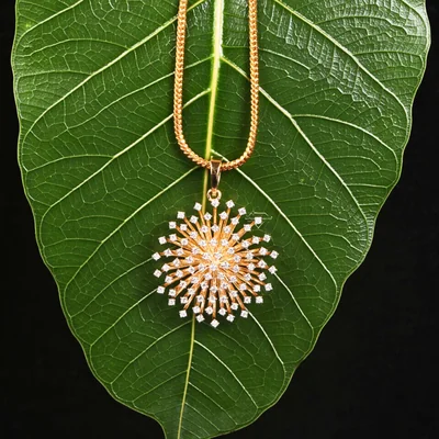 Round Cut Lab Grown Diamond Floral Swirl Pendant